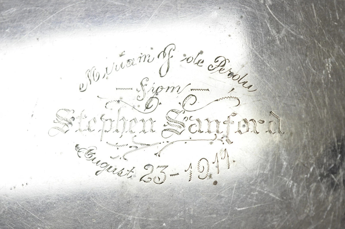 Antique Meriden B Co. Victorian Silver Plated Oval Serving Platter Tray Engraved