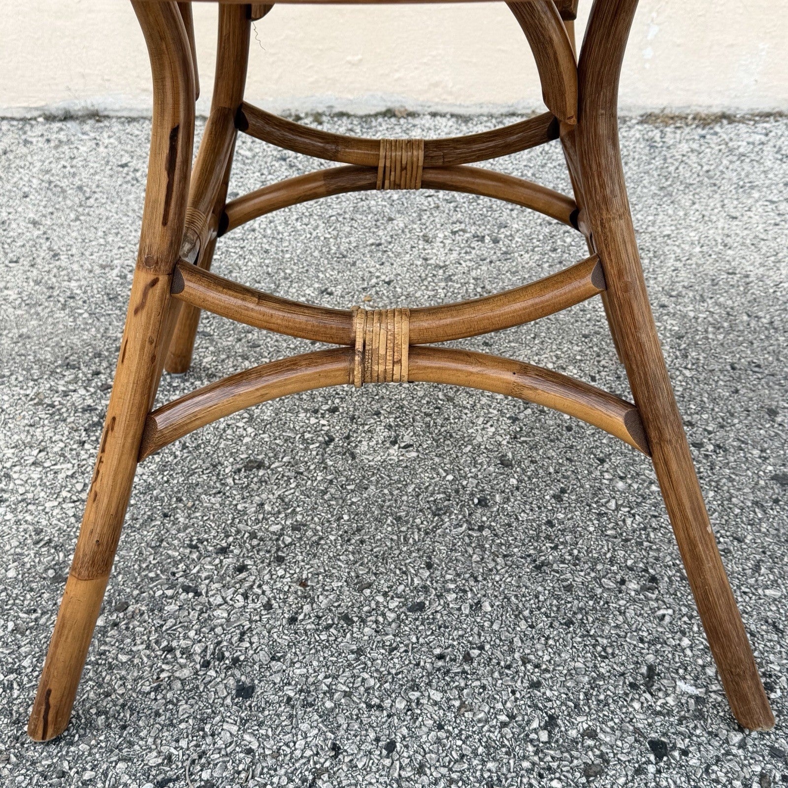 Vintage Hollywood Regency Bentwood Rattan Bamboo Swivel Chair Dining Set - 5 Pcs