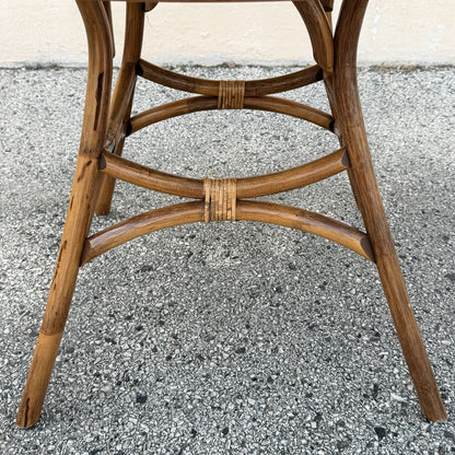 Vintage Hollywood Regency Bentwood Rattan Bamboo Swivel Chair Dining Set - 5 Pcs