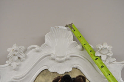 Antique French Rococo Louis XV White Carved Wood Tall Narrow Mirrors - 3 Pcs