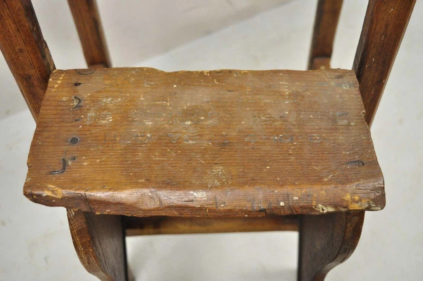 Antique French Provincial Country Oak Wood Folding Library Step Ladder