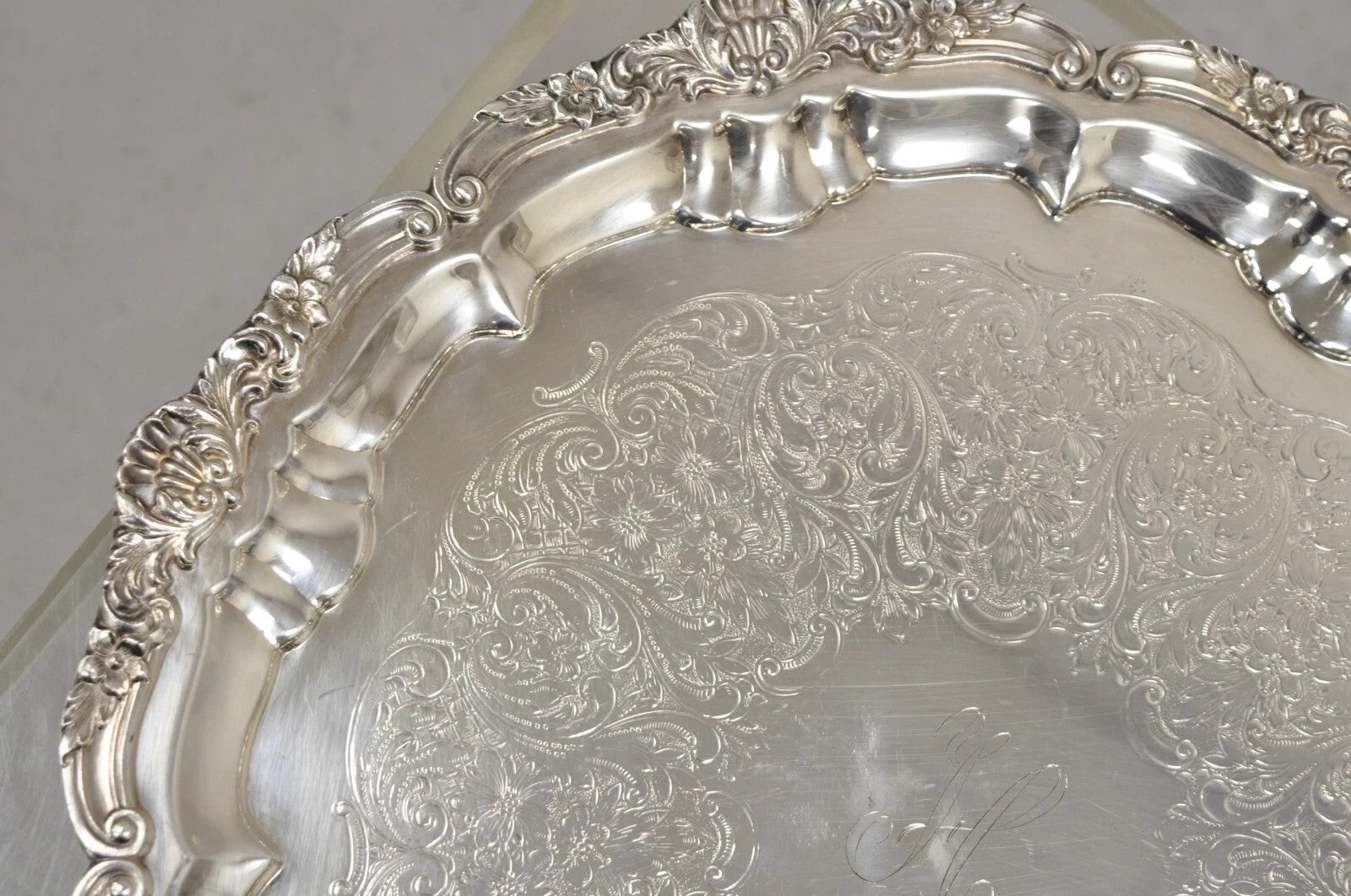 Vintage EPCA Silverplate by Poole 3216 Round Salver Platter Tray - Engraved