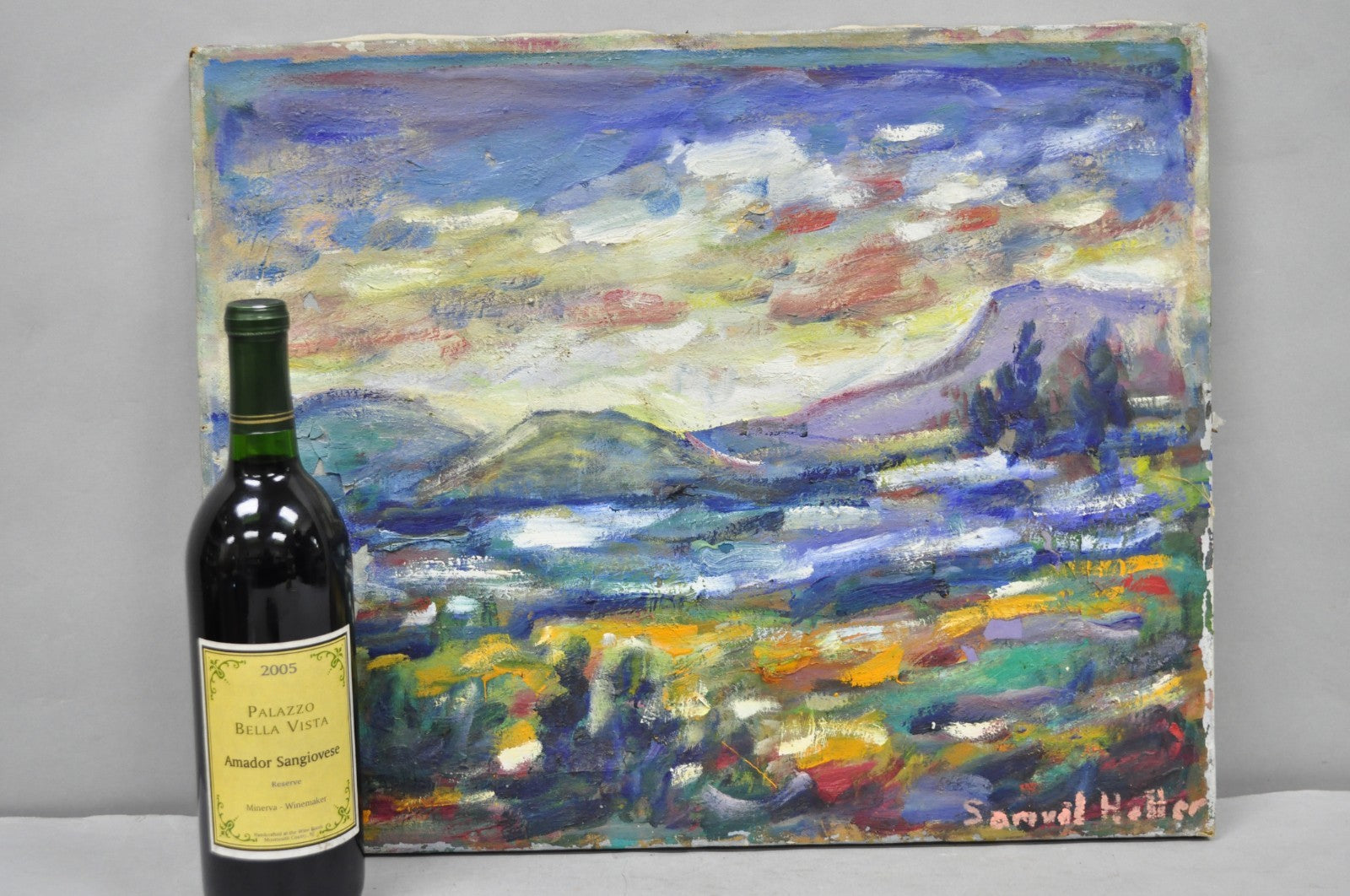 Vintage 1960s Samuel Heller "Mountain Landscape" Oil on Canvas Painting, Signed