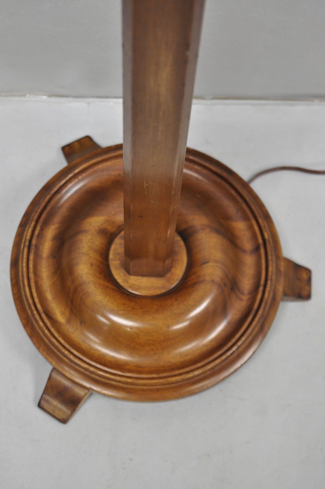 Vintage Frances Elkins Style Colonial Mahogany Ratchet Candlestick Floor Lamp