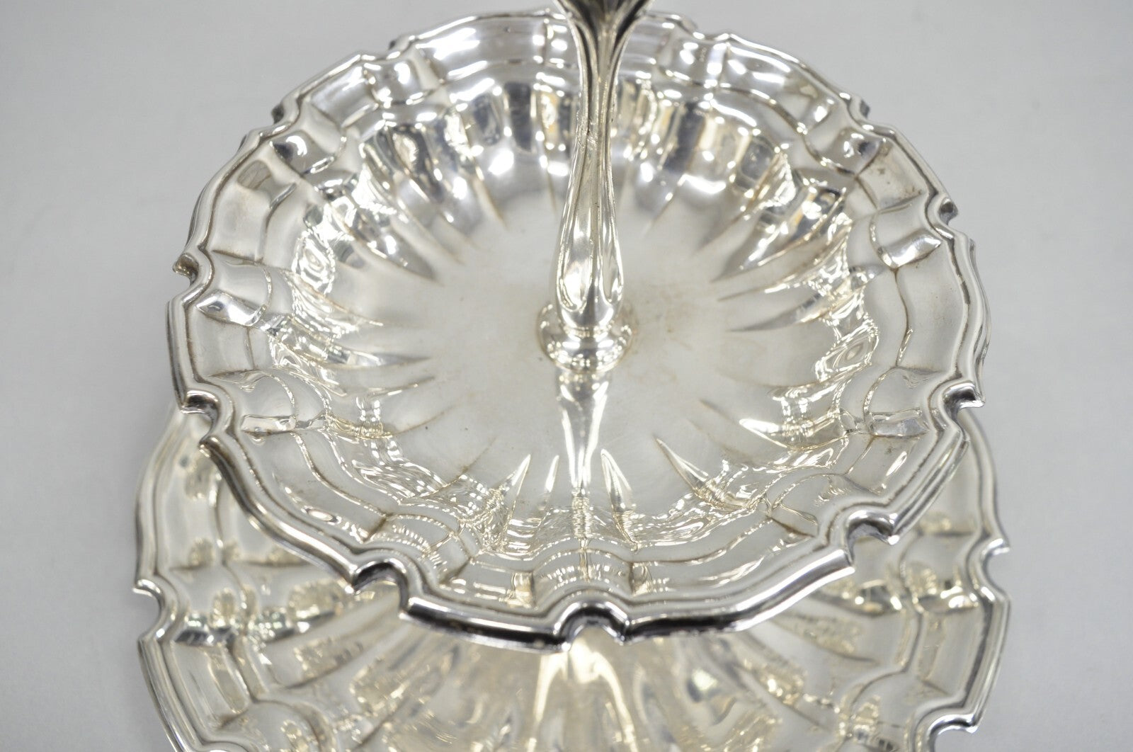 Towle Victorian Silver Plated 2 Tier Scalloped Pastry Serving Display Platter