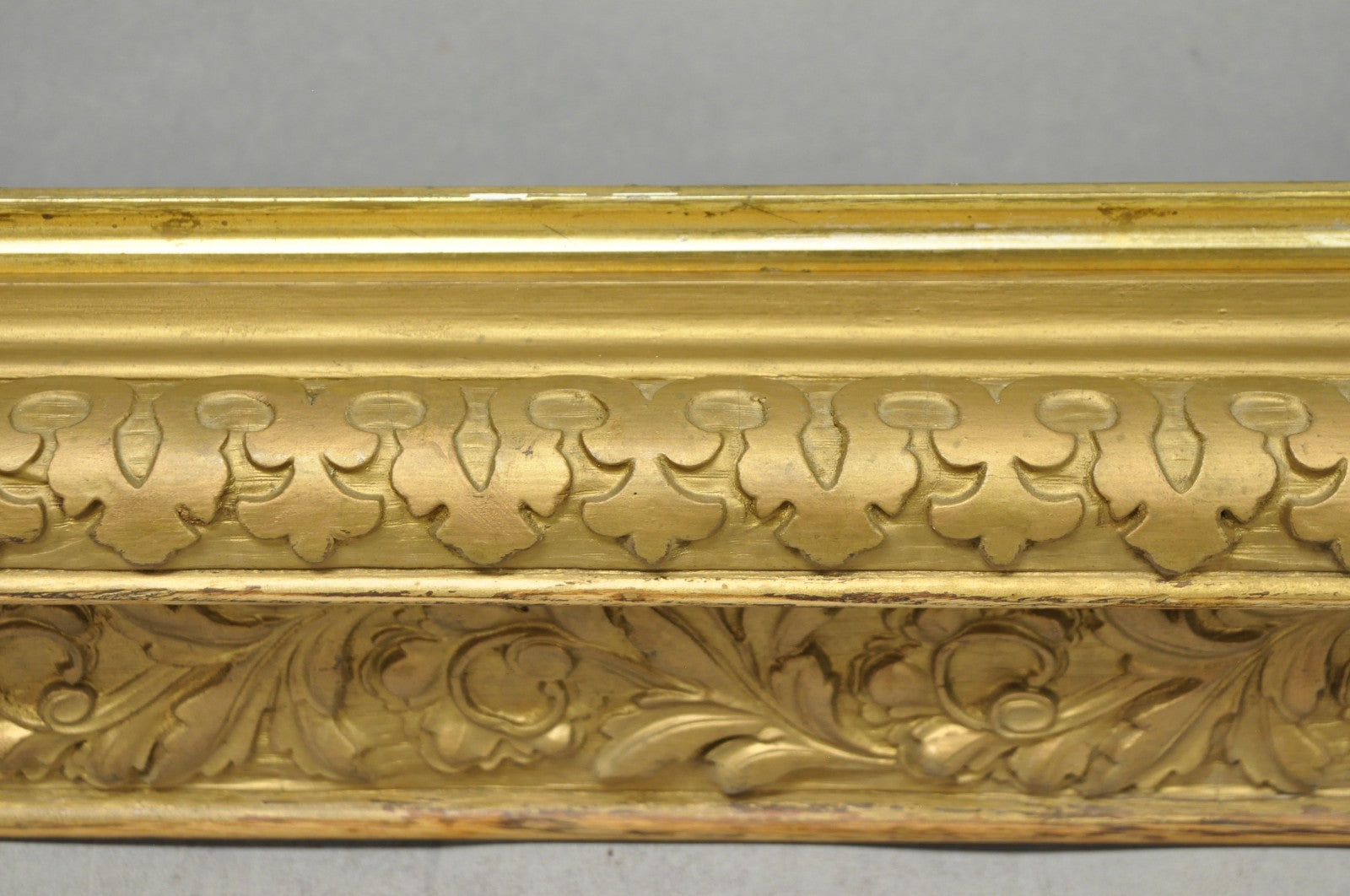 Antique Victorian Gold Gilt Oak Wood Leafy Scroll Deep Picture Frame 32.5 x 26.5