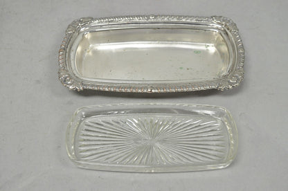 Vintage Victorian Silver Plated Repousse Covered Butter Dish w/ Glass Liner