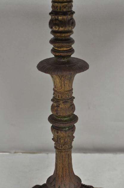 Antique Victorian Green Marble Cast Iron Pedestal Base Smoking Stand Side Table