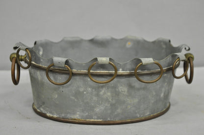 Vintage French Country Tole Zinc Metal Cachepot Planter Pot Made in Portugal