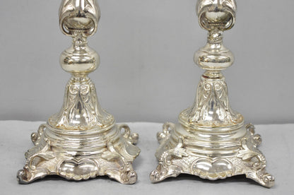 Antique Silver Plated WMF Warsaw Imperial Russia 12" Candlestick Holders - Pair