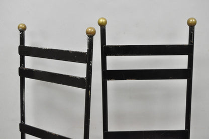 Vintage Arthur Umanoff Wrought Iron Ladder Back MCM Dining Chairs - Set of 4