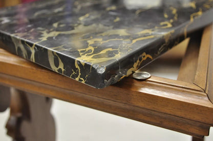 Italian Renaissance Figural Carved Marble Top Side Table with Winged Cherub Head