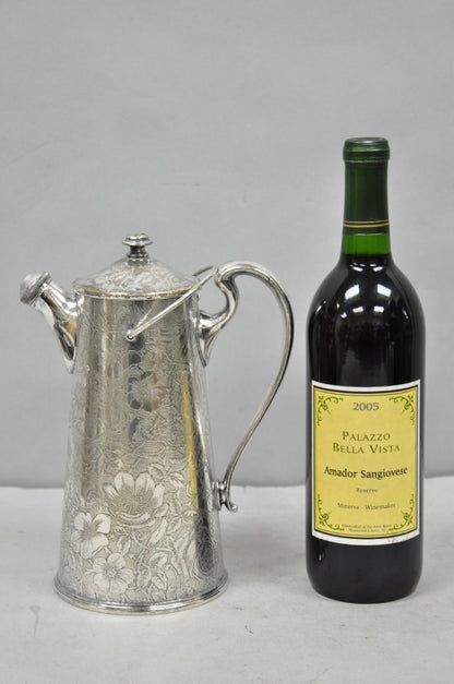 Antique Silver Plated Martini Shaker Pitcher "Tapestry" by Weidlich Brothers