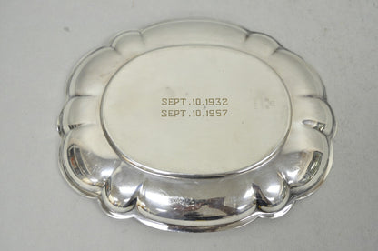 Antique Gorham YC 644 Engraved Silver Plated Small Scalloped Serving Dish