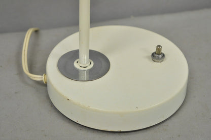 Vintage Mid Century Modern White Enamel Metal Arch Desk Lamp w/ Chrome Accents
