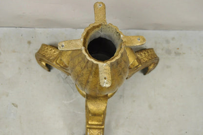Vintage Baroque Style Gold Cast Aluminum Metal Tripod Pedestal Table Base