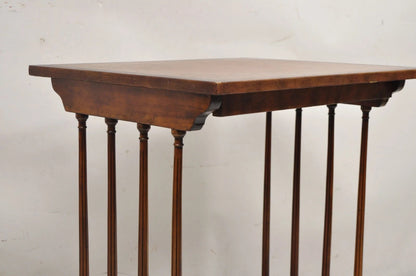 Regency Style Mahogany Brown Tooled Leather Accent Side Table by Highland House