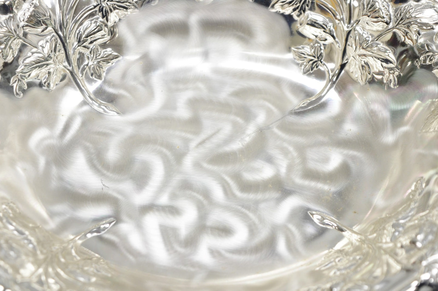 Vintage WMF Germany Ikora Silver Plated Brass Floral Repousse Nut Dish Bowl