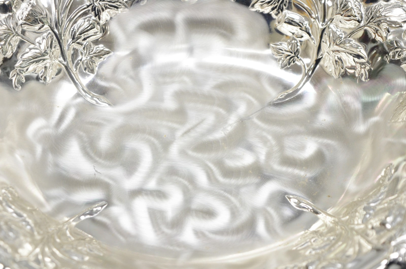 Vintage WMF Germany Ikora Silver Plated Brass Floral Repousse Nut Dish Bowl