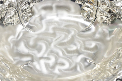 Vintage WMF Germany Ikora Silver Plated Brass Floral Repousse Nut Dish Bowl