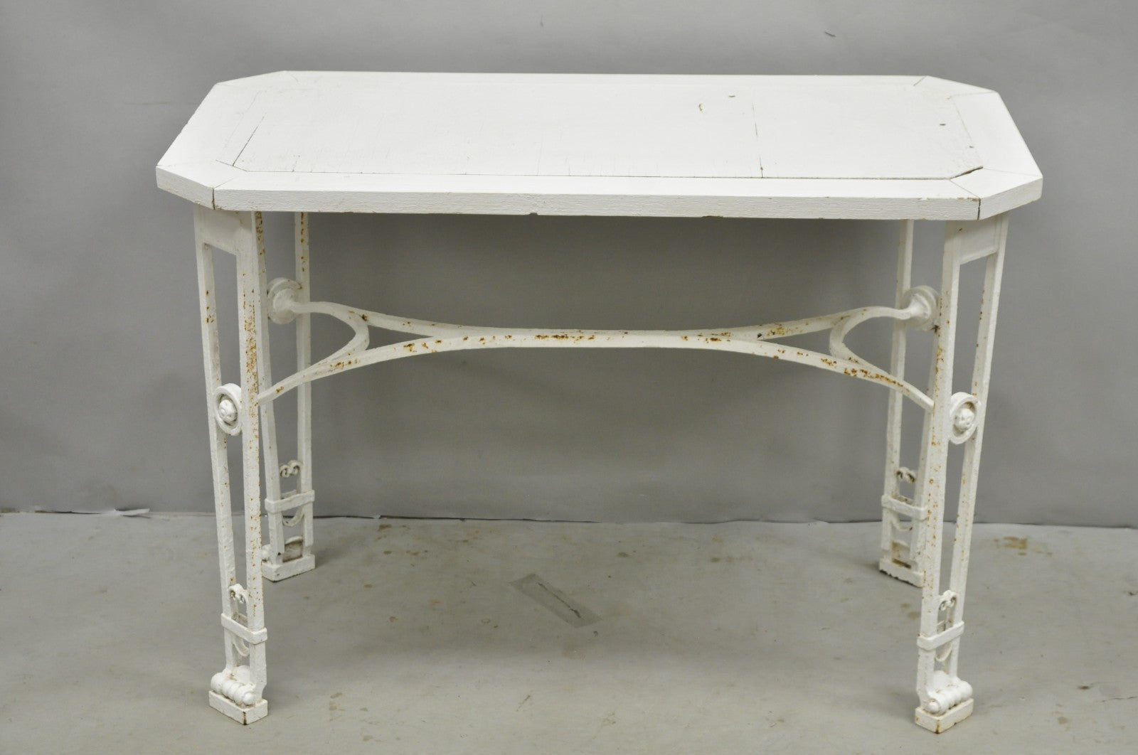 Antique Gothic Renaissance Wrought Iron Stretcher Base Potting Side Table (B)
