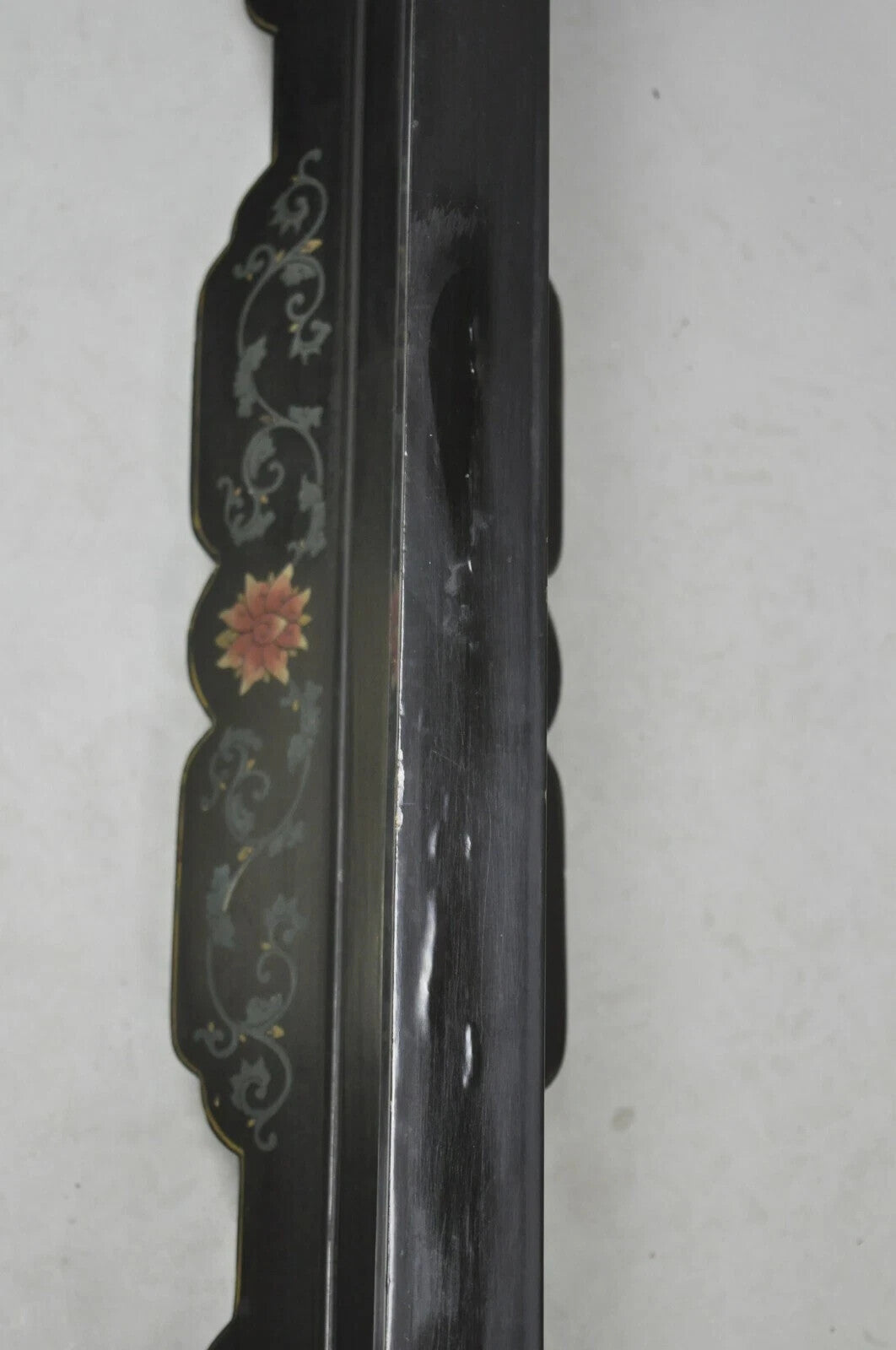 Vintage Chinese Black Lacquer Oriental Fireplace Screen Fire Screen Divider