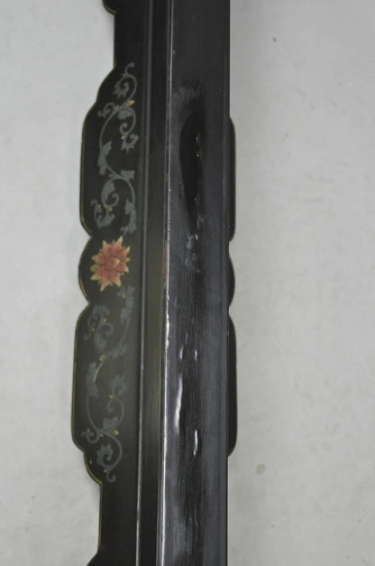 Vintage Chinese Black Lacquer Oriental Fireplace Screen Fire Screen Divider