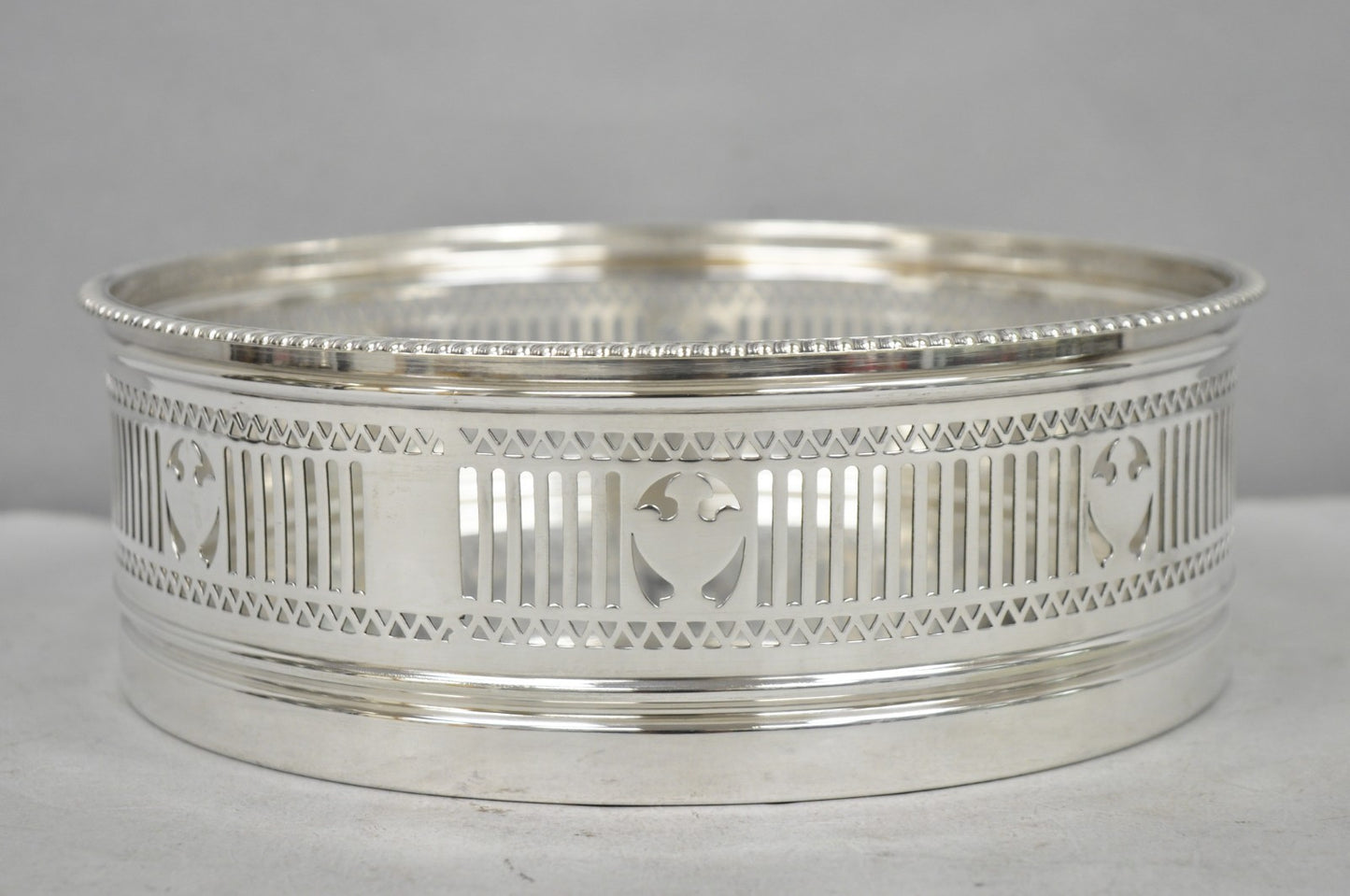 Antique Gorham English Edwardian Silver Plated "Urns" Large 9" Bar Wine Coaster