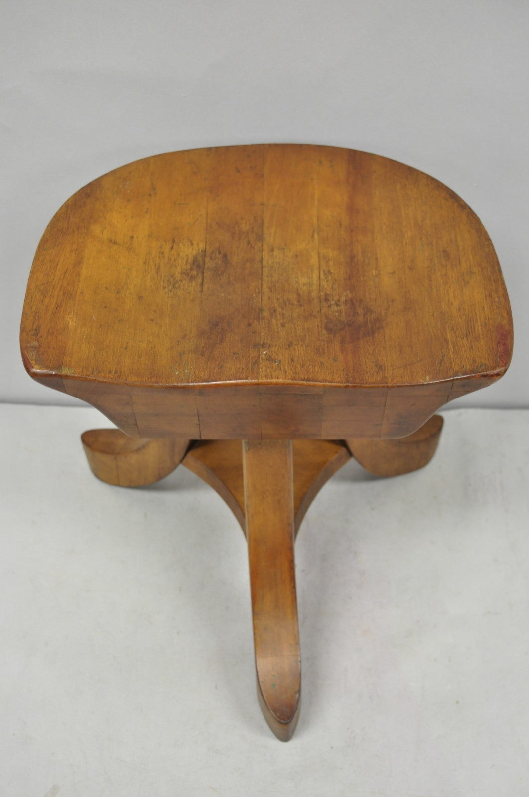 Vintage Mid Century Modern Mahogany Adolf Loos Theban Style Tripod Saddle Stool