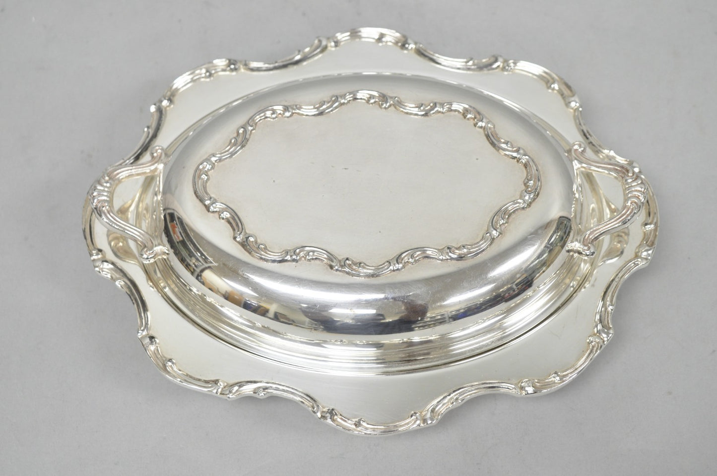 Vintage Victorian Style Silver Plated Covered Vegetable Serving Dish Platter