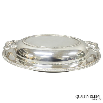 Vintage Oneida Fiesta Silver Plated Oval Covered Vegetable Serving Dish Platter