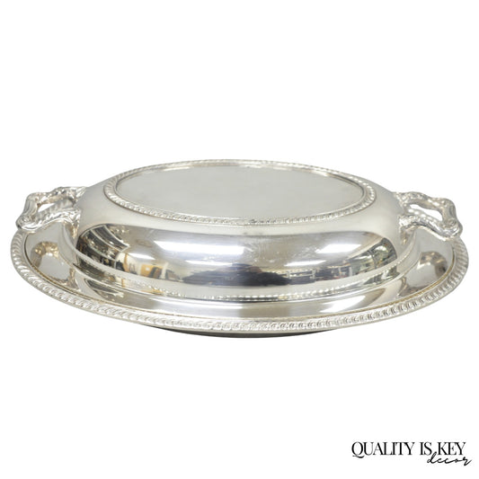 Vintage Oneida Fiesta Silver Plated Oval Covered Vegetable Serving Dish Platter