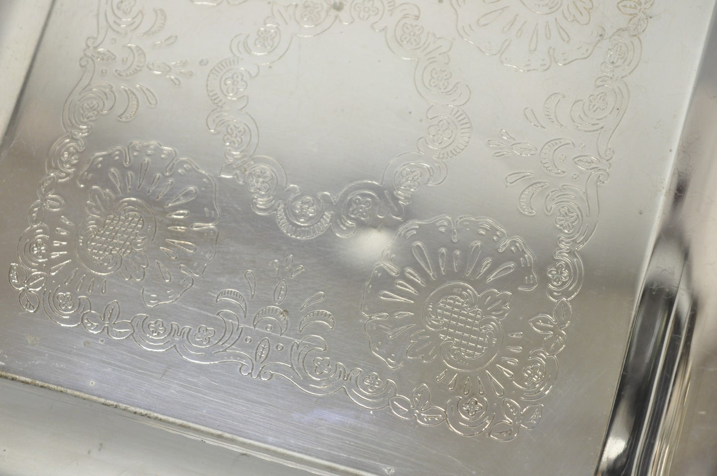 Vintage Silver Plated Victorian Style 9" Square Small Trinket Dish Platter Tray