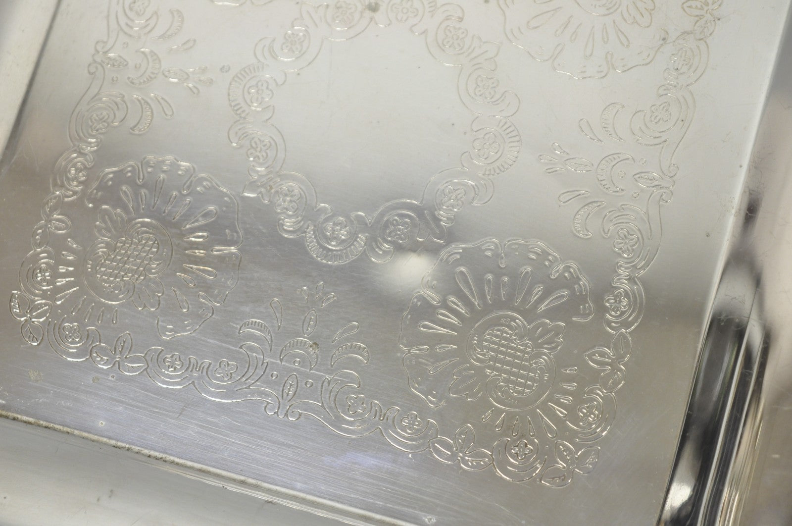 Vintage Silver Plated Victorian Style 9" Square Small Trinket Dish Platter Tray