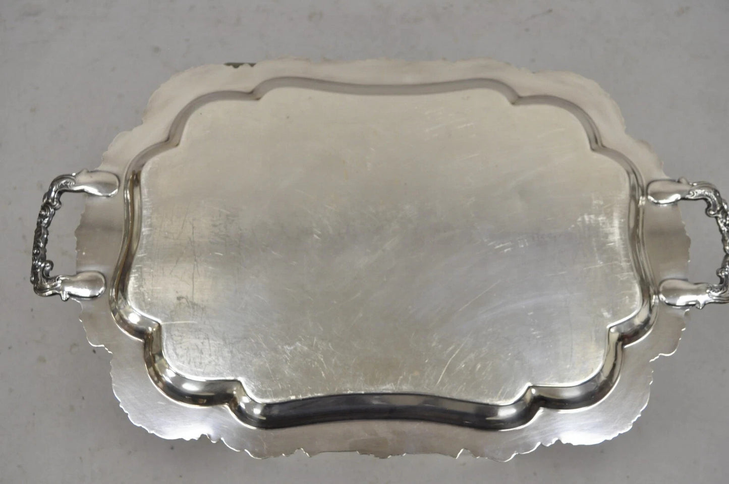 Vintage Community Ascot Sheffield Large Victorian Silver Plated Platter Bar Tray