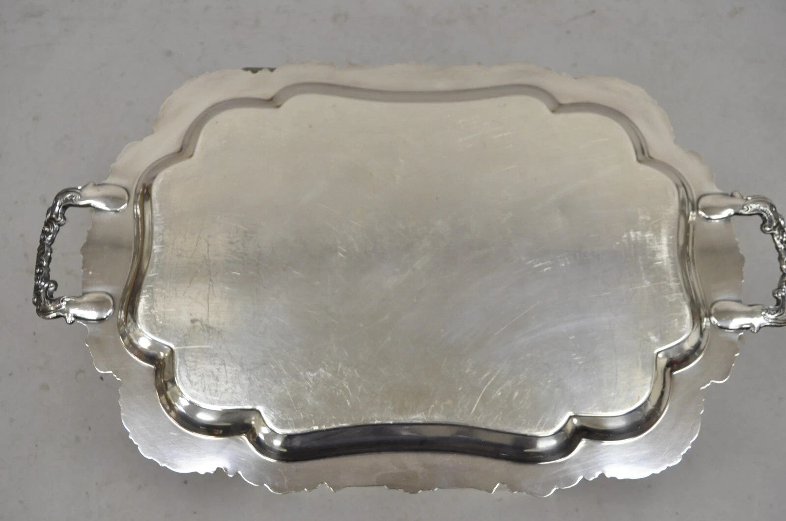 Vintage Community Ascot Sheffield Large Victorian Silver Plated Platter Bar Tray