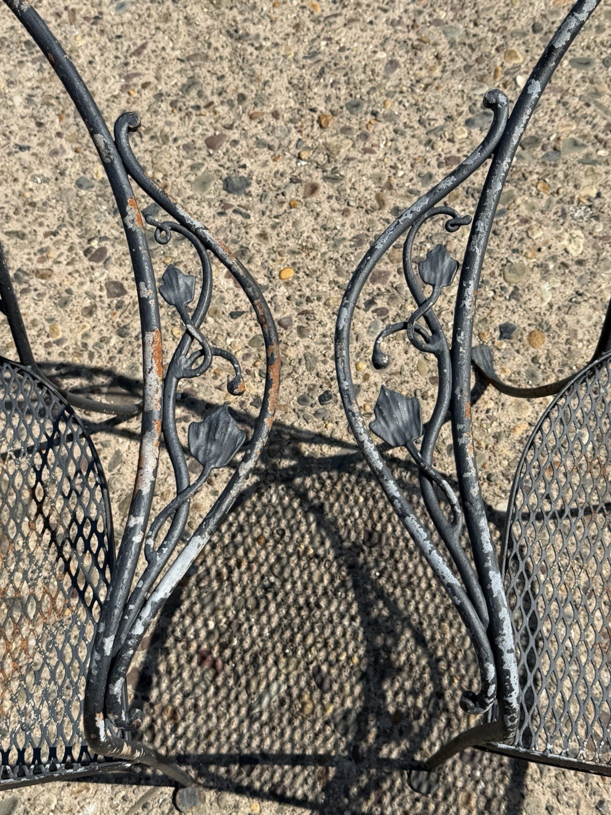 Salterini Style Wrought Iron Garden Patio Arm Chairs by Florentine Craft Studio