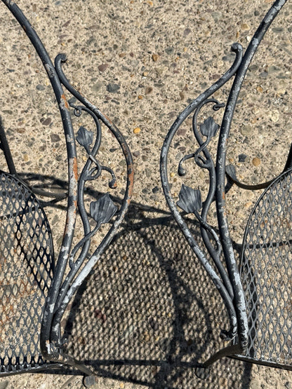 Salterini Style Wrought Iron Garden Patio Arm Chairs by Florentine Craft Studio