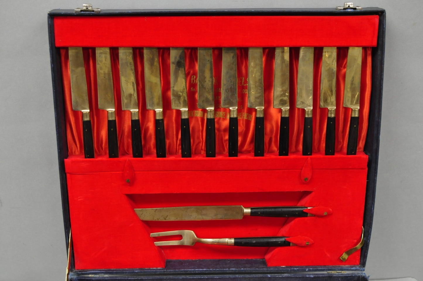 Vintage Bangkok Jewels Bronze Brass & Celluloid Flatware Set in Case - 130 Pcs