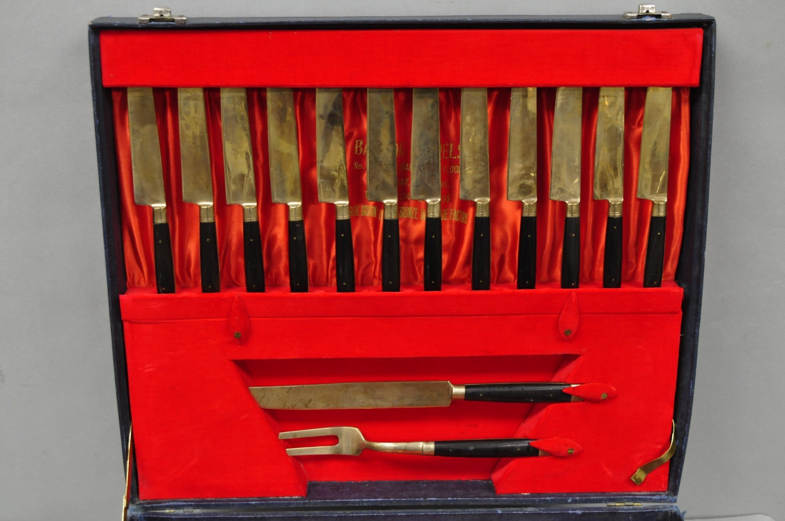 Vintage Bangkok Jewels Bronze Brass & Celluloid Flatware Set in Case - 130 Pcs
