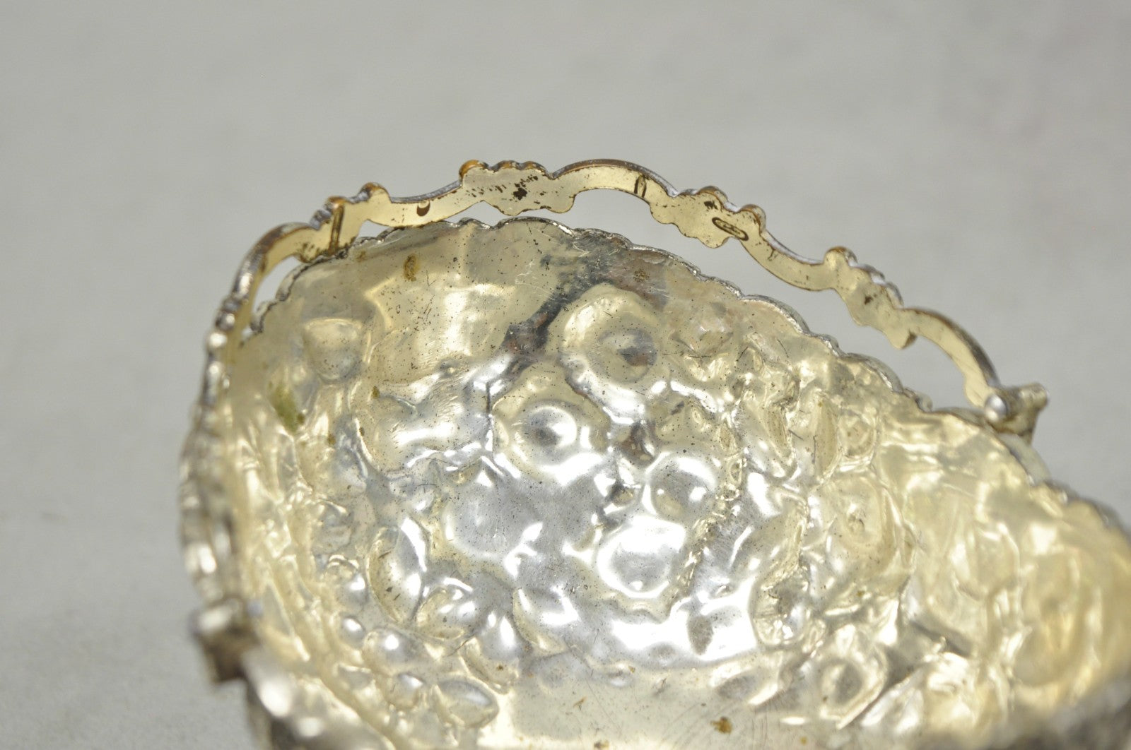 Antique Victorian Japanese Silver Plated Rose Flower Repousse Nut Bowl Dish
