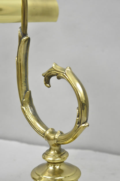 Vintage Victorian Style Brass Acanthus Scrolling Bankers Desk Table Lamp