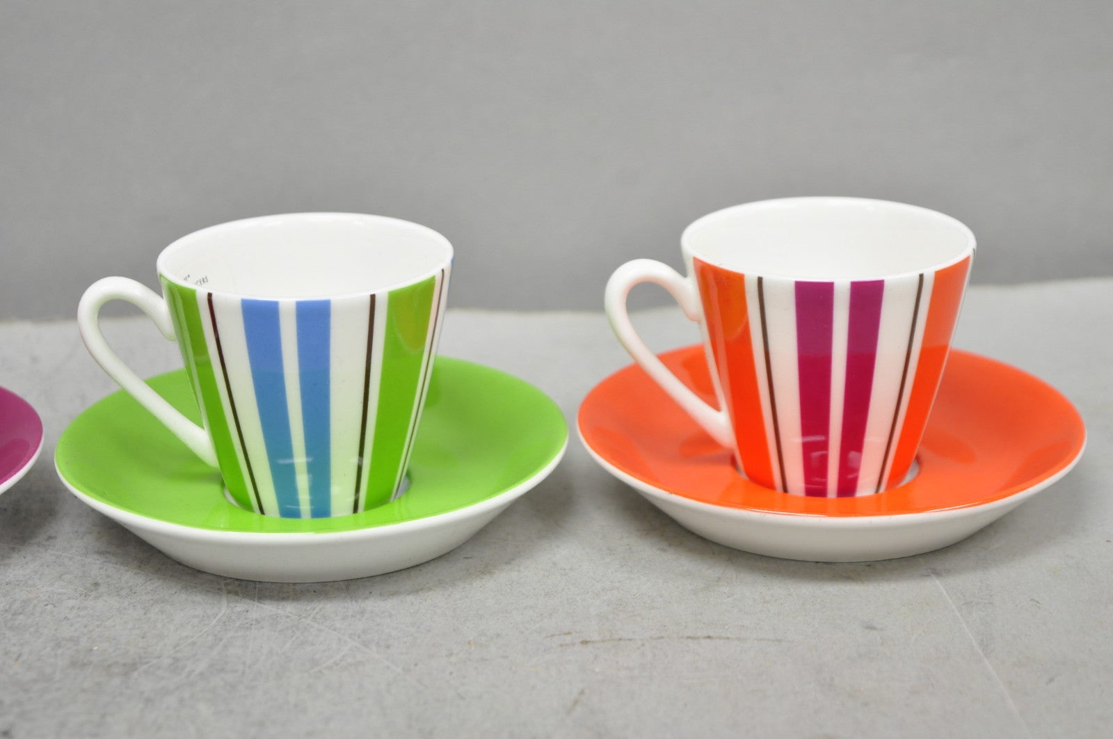 Kate Spade Lenox Collins Stripe Demitasse Espresso Cup & Saucer NIB - Set of 4