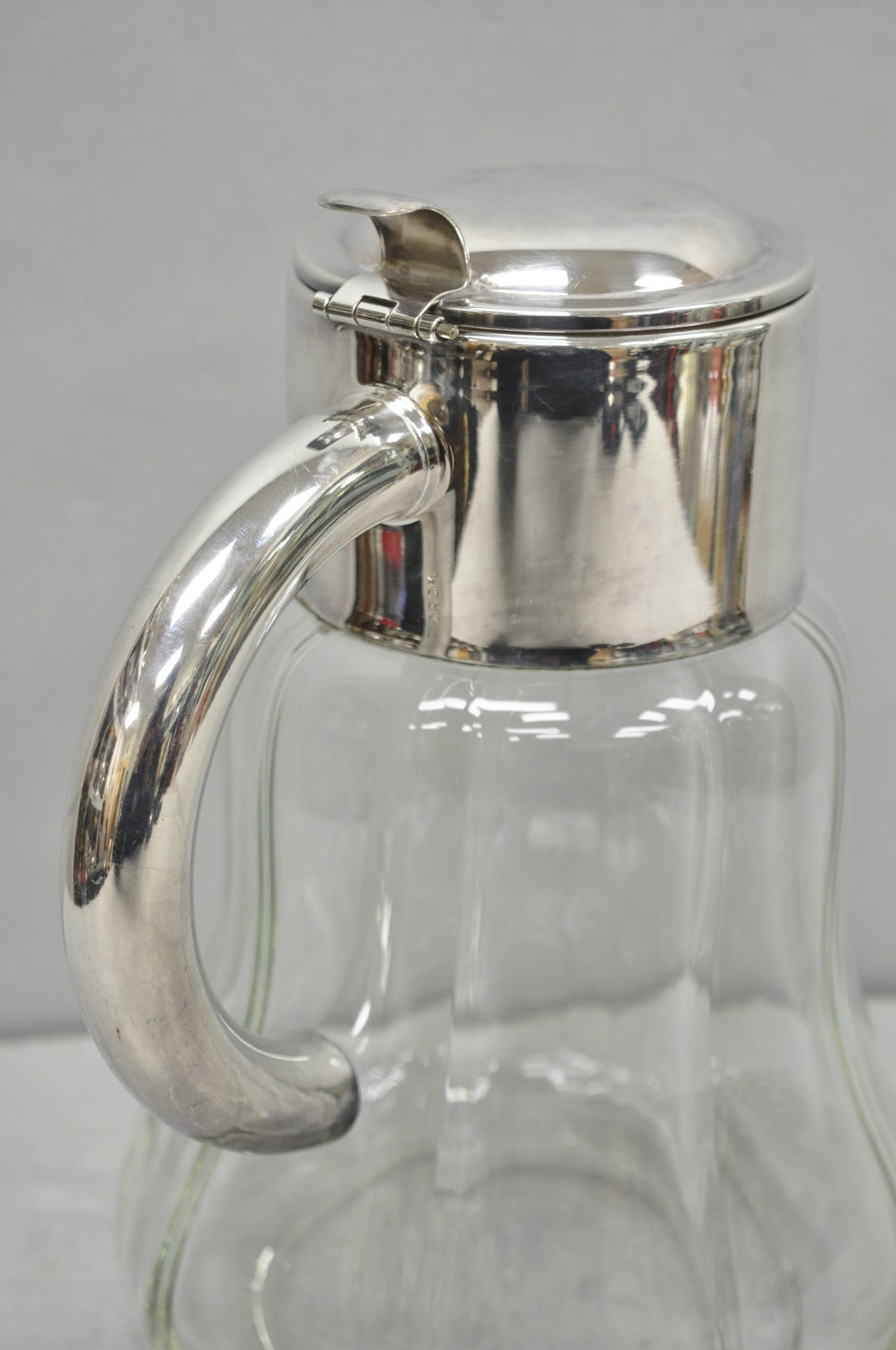 Antique Victorian German Silver Plated Crystal Glass Lemonade Water Pitcher