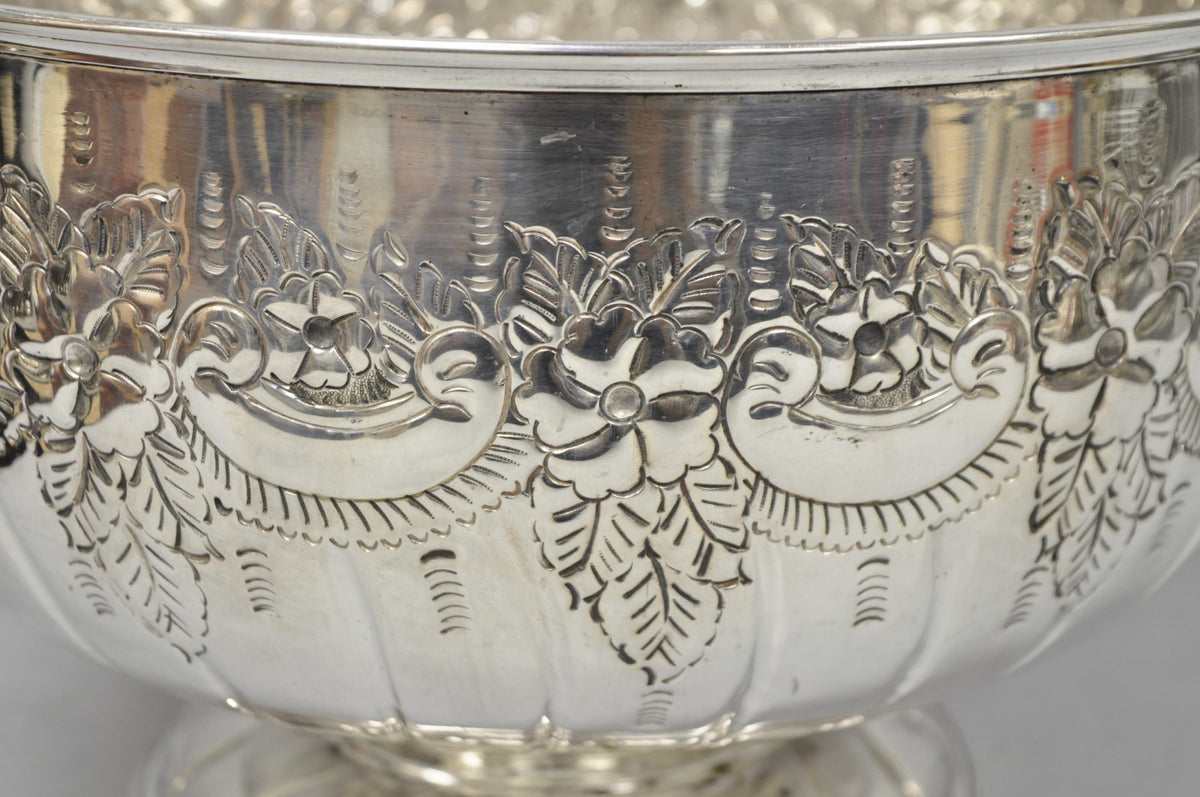 Vintage English Sheffield Kentshire Silver Plated Punch Bowl Set w 12 Footed Cup