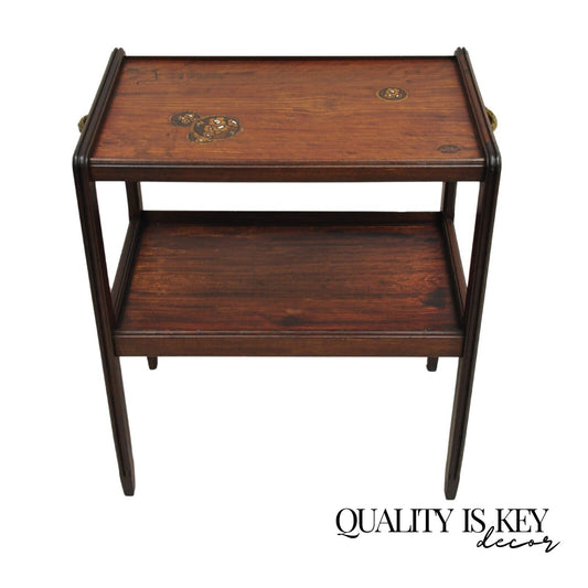 Antique Louis Majorelle French Art Nouveau Inlaid Mahogany 2 Tier Side Table