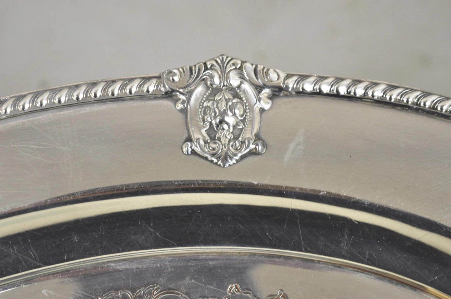 Vintage Rose Point by Wallace 24" Silver Plated Victorian Oval Bar Platter Tray