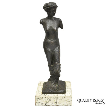 Vintage Mid Century Modern Bronze Nude Woman Sculpture Figure Signed "A RISI"