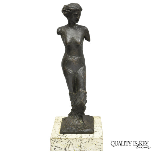 Vintage Mid Century Modern Bronze Nude Woman Sculpture Figure Signed "A RISI"