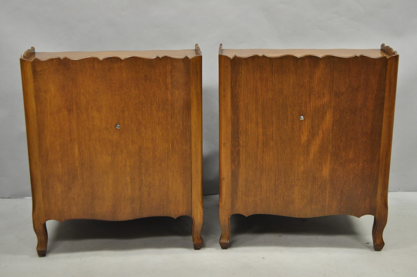 Vintage French Country Provincial Walnut Fruitwood Step Nightstands - a Pair